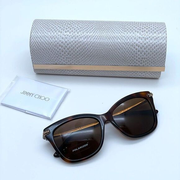 NEW JIMMY CHOO Shade/S C9B POLARIZED Havana Women Sunglasses - Picture 5 of 8